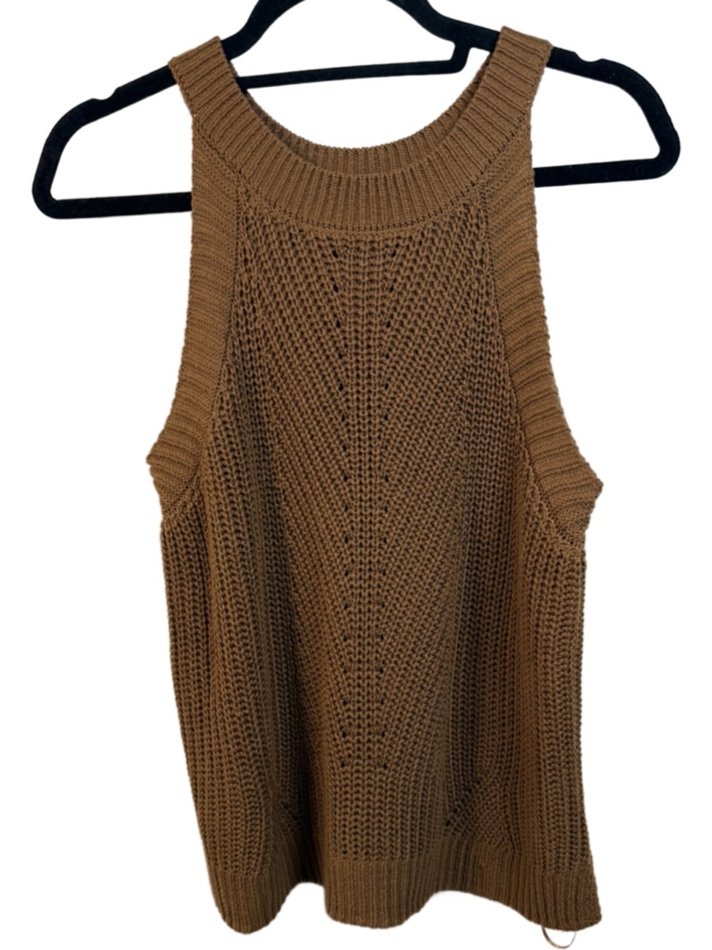 Nine West Camel Brown Ribbed Knit Tank